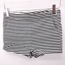 New Size 6 H M Divided Shorts Striped Black White Side Zip Pockets