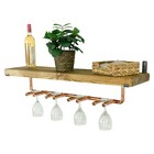 Wine Glass Rack Bar Accessories Reclaimed Solid Wood Timber Shelf Copper Holder