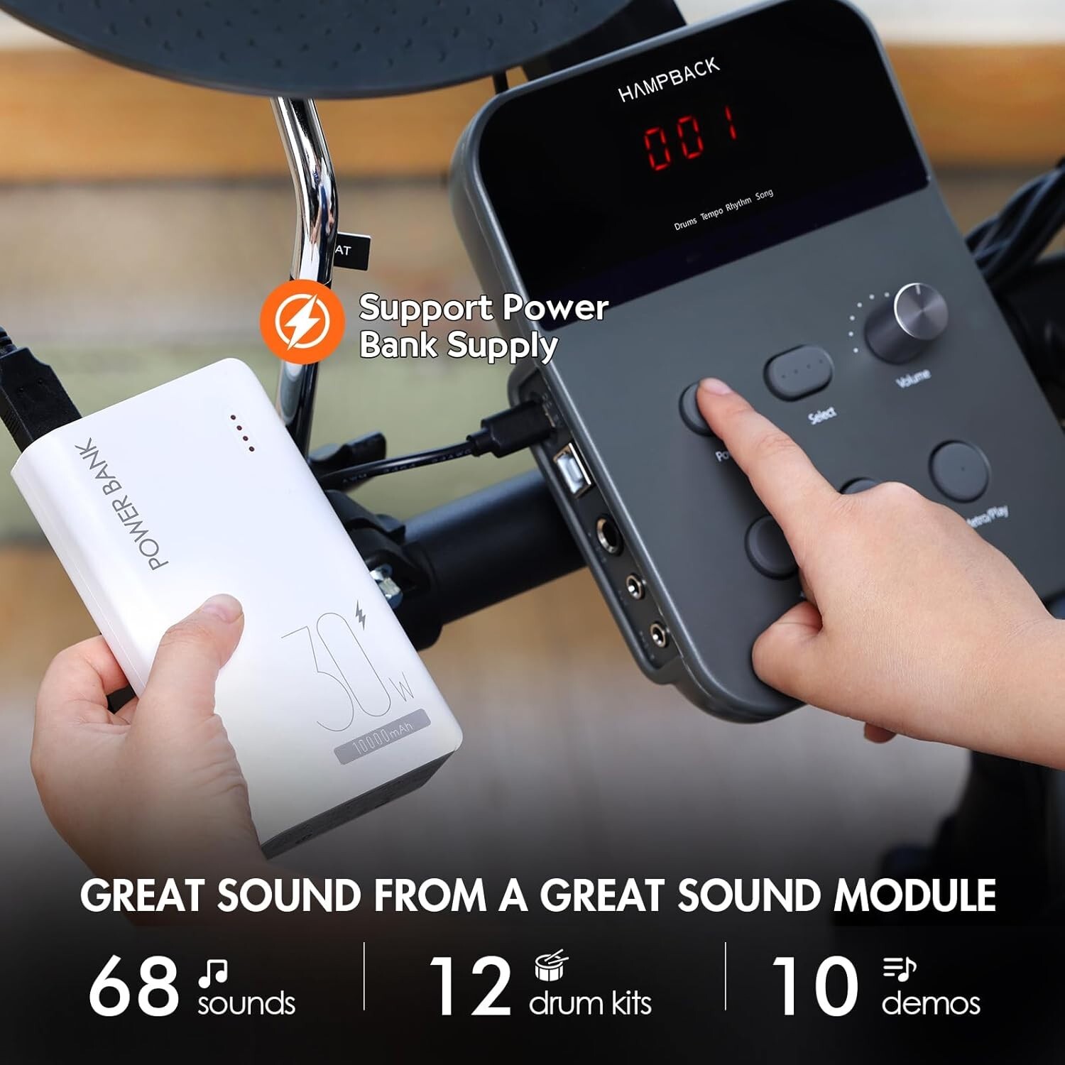 MK-0 PRO Electric Drum Set with Bass Drum+Drum Throne+Drum Sticks+Drum Headphone