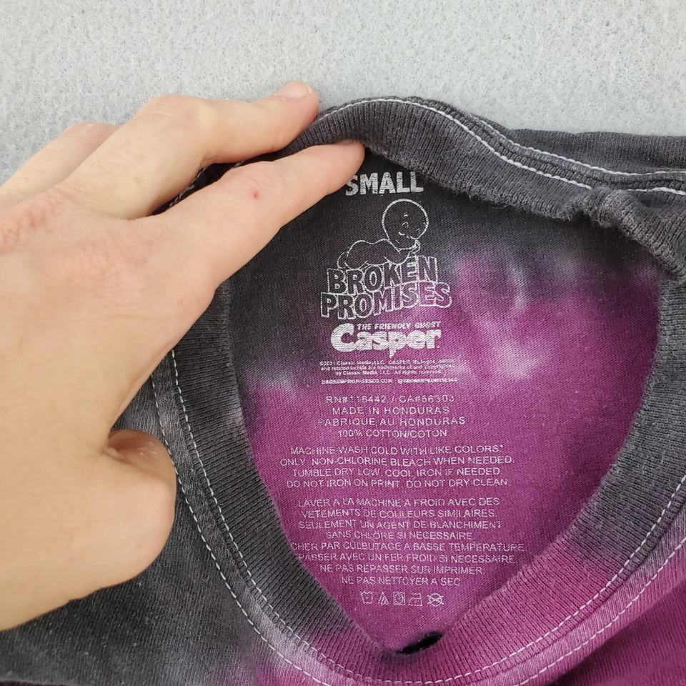 Camiseta Casper Broken Promises Para Hombres Pequeña You Ghosted Me Púrpura Gráfico Tie Dye Foto 3 de 4