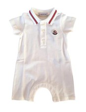 Moncler tutina pagliaccetto estivo in cotone 8L000058496F bianco