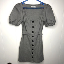 Urban Outfitters Belted Sheath Dress Women's Size Small Shepherd Check Stretch