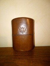 Ancien étui à cigares coulissant en cuir London avec armoirie Année 1940 vintage