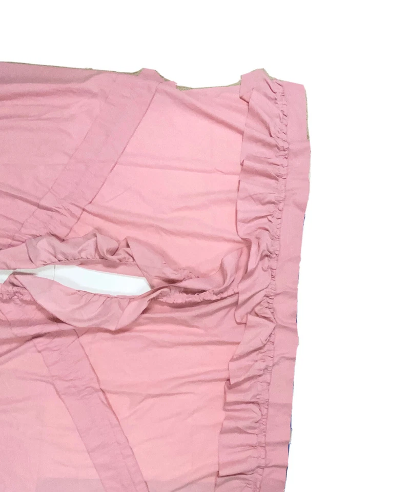 2 Vintage 60s Pink Ruffle Curtains Drapes Window Treatments Rare Handmade Decor - Image 4 of 4