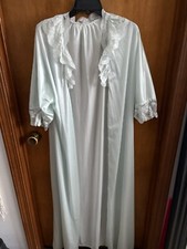 Vintage Maidenform Womens Sz M Light Blue Nylon Robe Lace Trim