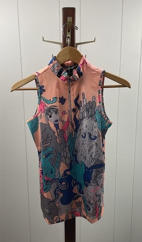 Jamie Sadock Neu mit Etikett Jellybean Collection Life Print ärmelloses Golfshirt Größe XS - Bild 1 von 4