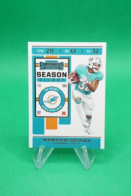 (4 Cards) 2019 Contenders Season Ticket #7 Kenyan Drake Miami Dolphins BG6