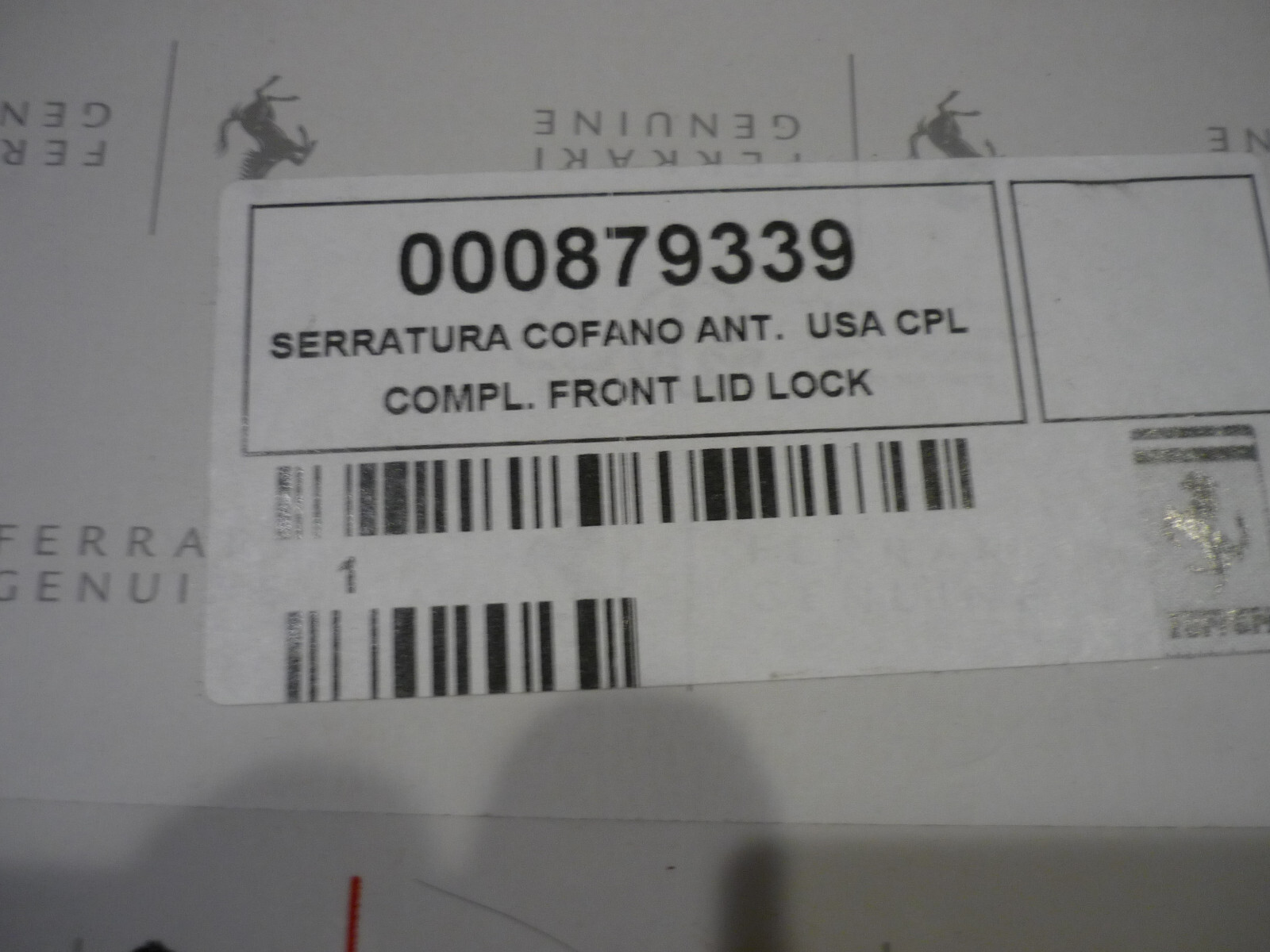 Ferrari SF90 - Complete Front Lid Lock USA - P/N 879339
