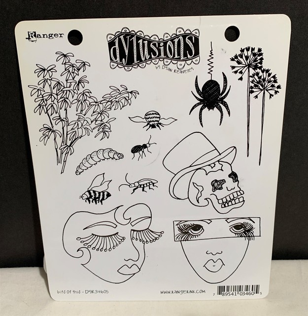 Ranger Dylusions BITS OF THIS Portrait Skull Cling Bees Collage Rubber Stamps