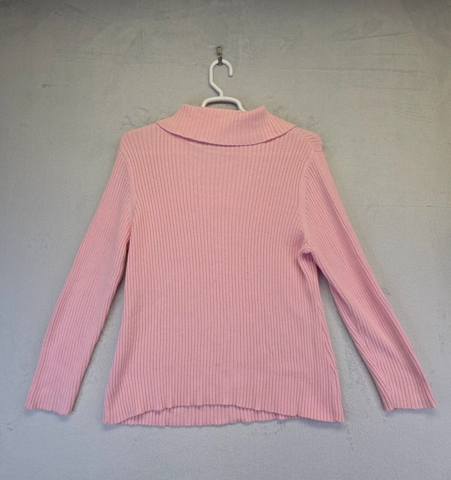 Suéter Liz Claiborne Tejido con Cable Mujer XL Rosa Acanalado Preppy Minimalista Academia Foto 2 de 4