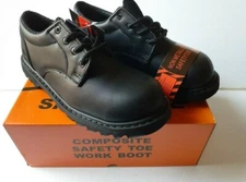 National Mens Composite Safety Toe Boots Shoes 14 M Black Leather NIB Non Steel
