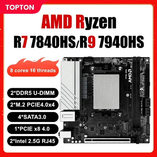N17 NAS Motherboard AMD Ryzen 9 7940HS 7 7840HS 2xNVMe 4xSATA3 1x PCIEx8 2xDDR5