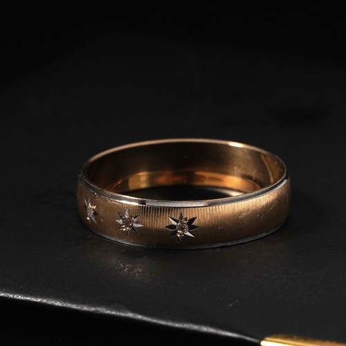 Vintage 10K Yellow & White Gold Diamond Gypsy Ring Star Flush Set T.5 / 9.5 - Picture 6 of 11