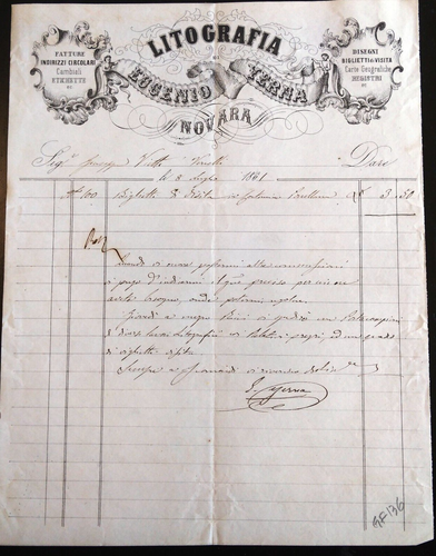 GF0136 - Fattura: Litografia Yerna - Novara 1861