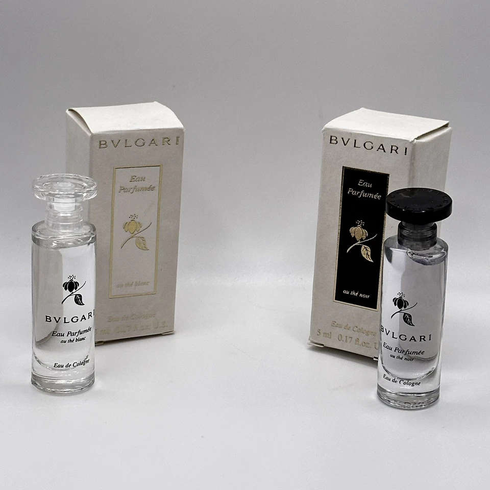 Bvlgari Au The Blanc and Au The Noir Mini Paquete EDC Perfume Splash .17oz Nuevo Foto 4 de 4
