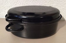 Bräter Stahl Oval Emailliert Schmortopf Topf Antik Stil