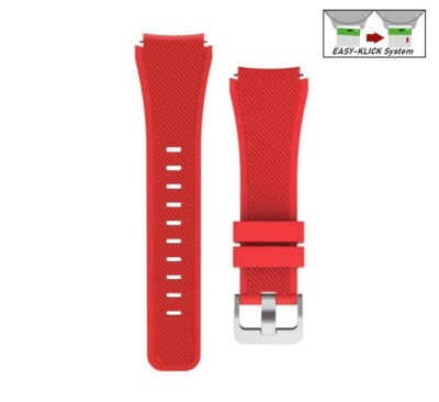 Easy-Klick Silikon Uhrenarmband Modell Orion rot 22 mm, komp. Samsung
