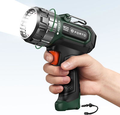 Rechargeable LED Spotlight 1400 Lumens, 823m Range, 3 Light Modes for Outdoors