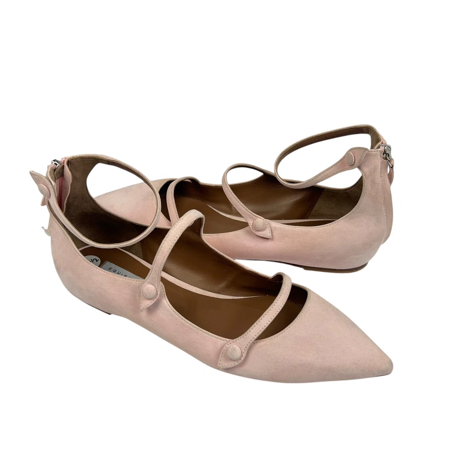 Equipment x Tabitha Simmons Lynette Flats Size 38 7.5 Baby Pink Suede Pointy Toe - Image 2 of 4