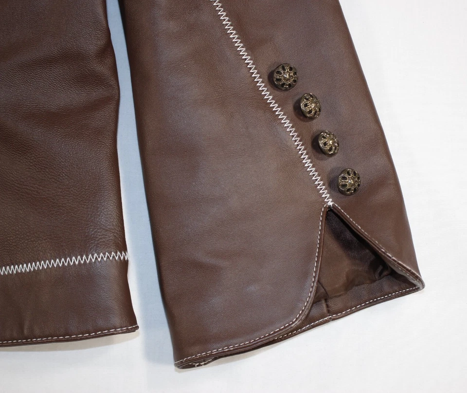 Vintage Wilsons Leather Jacket Women's Large Bolero Crop Western Moto Brown - Image 3 of 4