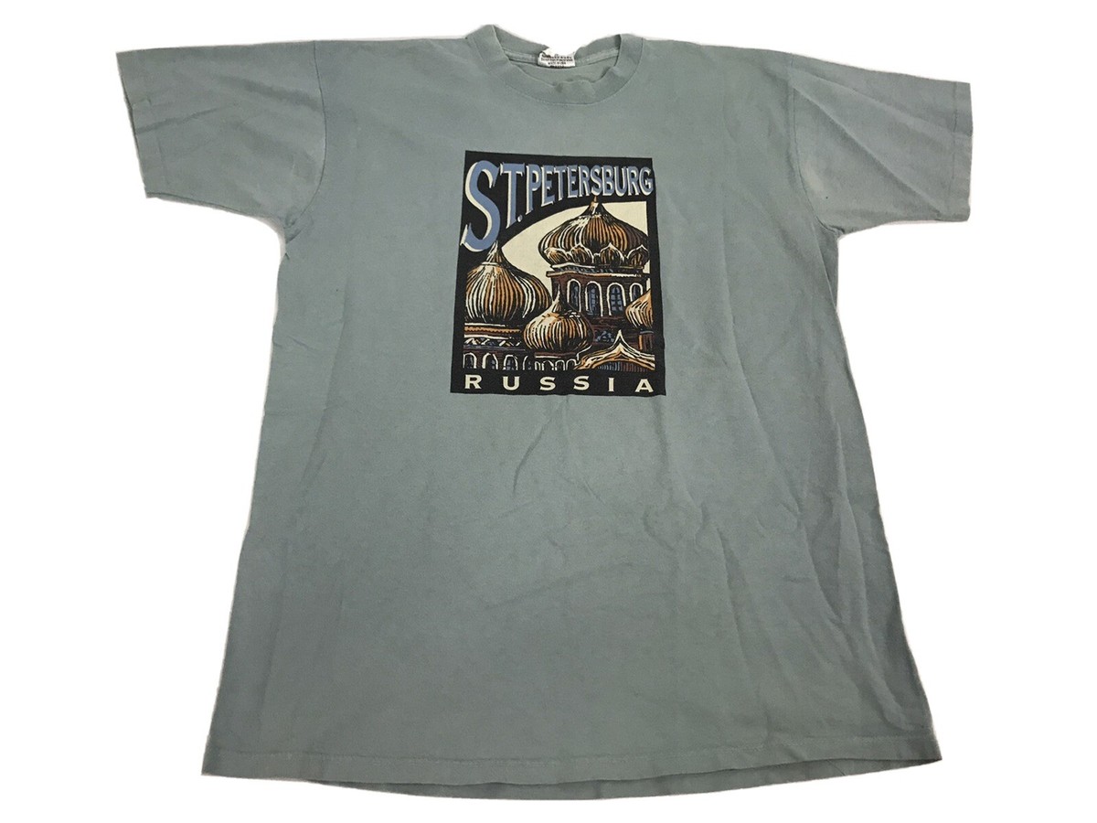 Rare Petersburg Russia Vintage T Tee Shirt Single Stitch 80s 90s Size  Medium