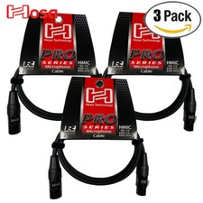3-PACK Hosa Pro Series 20 AWG 3 FT Rean XLRM to XLRF Microphone Cable HMIC-003