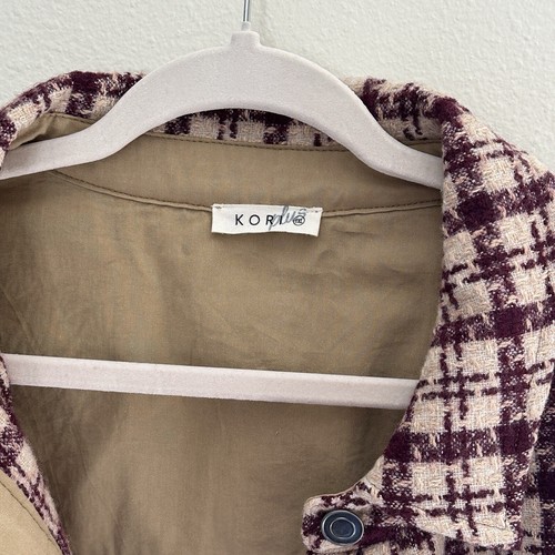 Kori Plus Women’s Shacket Sz 1x Houndstooth Wine & Tan w/ Pockets New - Picture 3 of 6