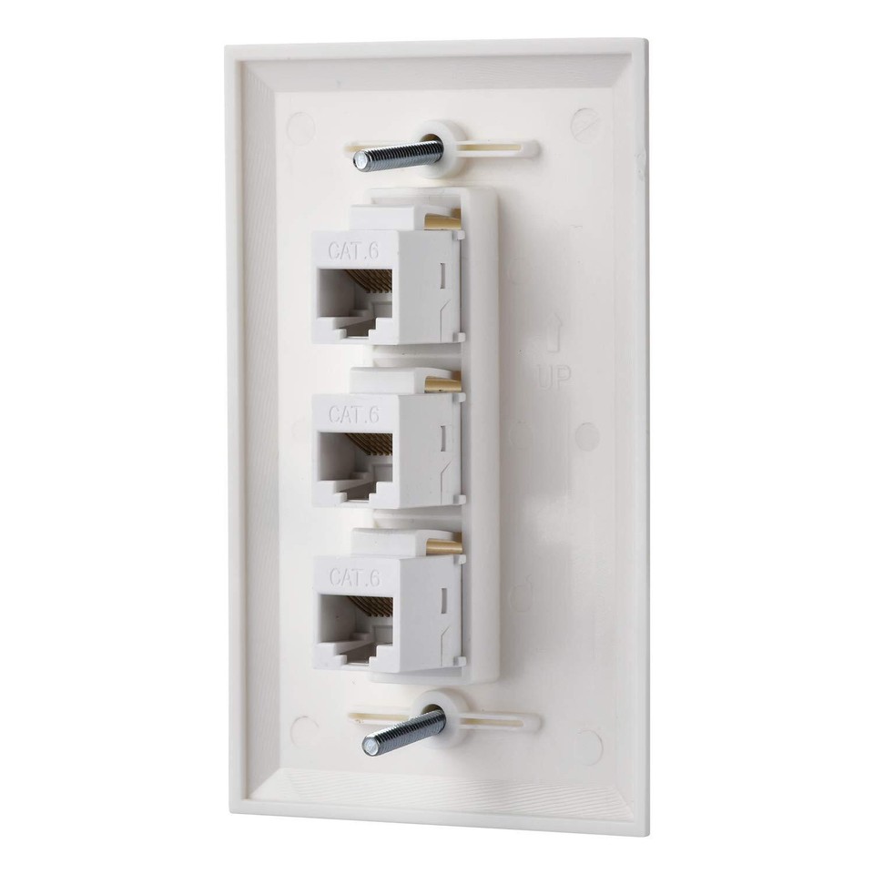 Ibl Cat6 Keystone Wall Plate Female To Female White 3 Port
