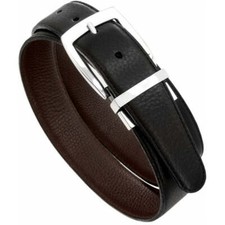 NWT Brighton M10753 Jefferson Men's Black / Brown Leather Reversible Belt 32