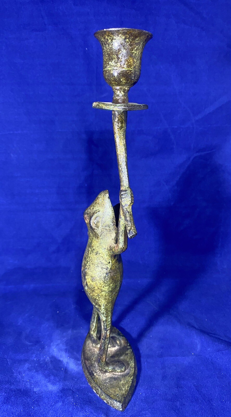 Vintage Cast Iron Frog Holding Candlestick 10 1/2” eBay