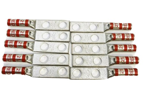 LOT OF 10 THOMAS & BETTS 2 HOLE 21 RED LUG 8-6 SOL - Picture 1 of 7