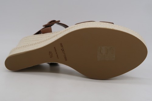 SERGIO ROSSI Wedge Women's Brown Leather Platform Sandals Size US 10.5 / EU 40.5 - Picture 6 of 11
