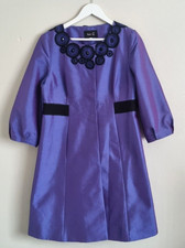Fee G Mid Dress Coat Jacket Size 14 Purple Mother Of The Bride Occasion Free P&p