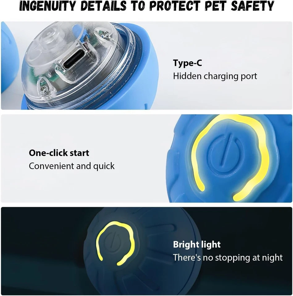 PALLA ELETTRICA RIMBALZANTE RICARICABILE CON LUCE LED ROTOLANTE PER CANI - Immagine 4 di 4