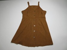 Shein Womens Corduroy Button-Up Sleeveless Dress Wide Strap Size 1XL Brown