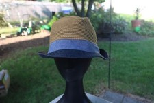 Place Children's Unisex Tan Fedora Hat Cap Navy Brim Size L / XL 8 