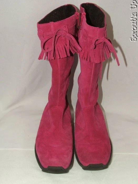 MINI BOTAS BODEN rosa fuschia tamanho 37 4 5 usadas uma vez rosa quente franja outono BTS - Imagem 2 de 4