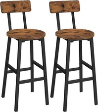 Bar Stool Set of 2 Round Bar Stools with Breakfast Backrest and Footstool