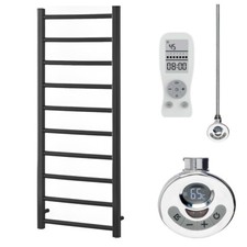 Image of Ronda Thermostatic Electric Heated Towel Rail / Radiator + Timer, Anthracite