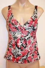 NWT I.N.C. INC Swimsuit Tankini Top set Sz 8 Black Red 