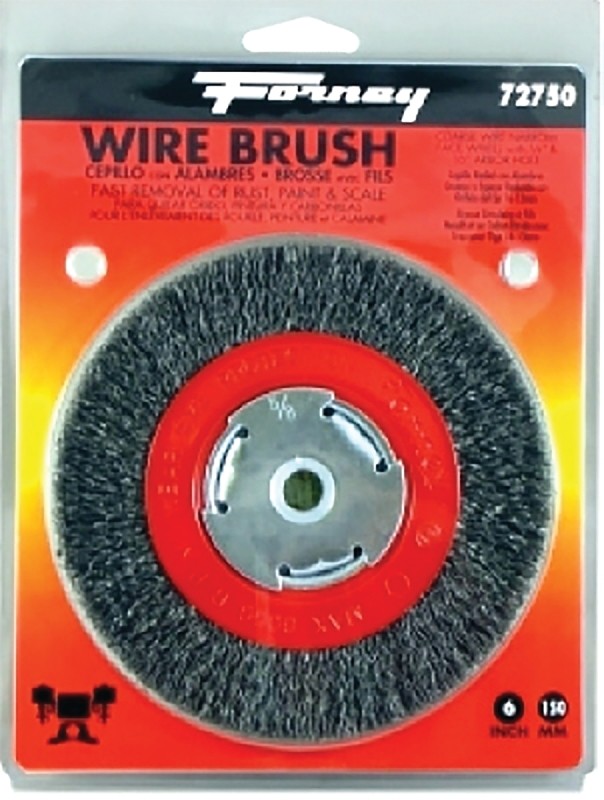 Forney 72750 Wire Bench Wheel Brush, Narrow Face Coarse Crimped with 1/2-Inch
