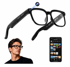 4K Smart Glasses w/ Camera, Bluetooth, AI Translation, Black