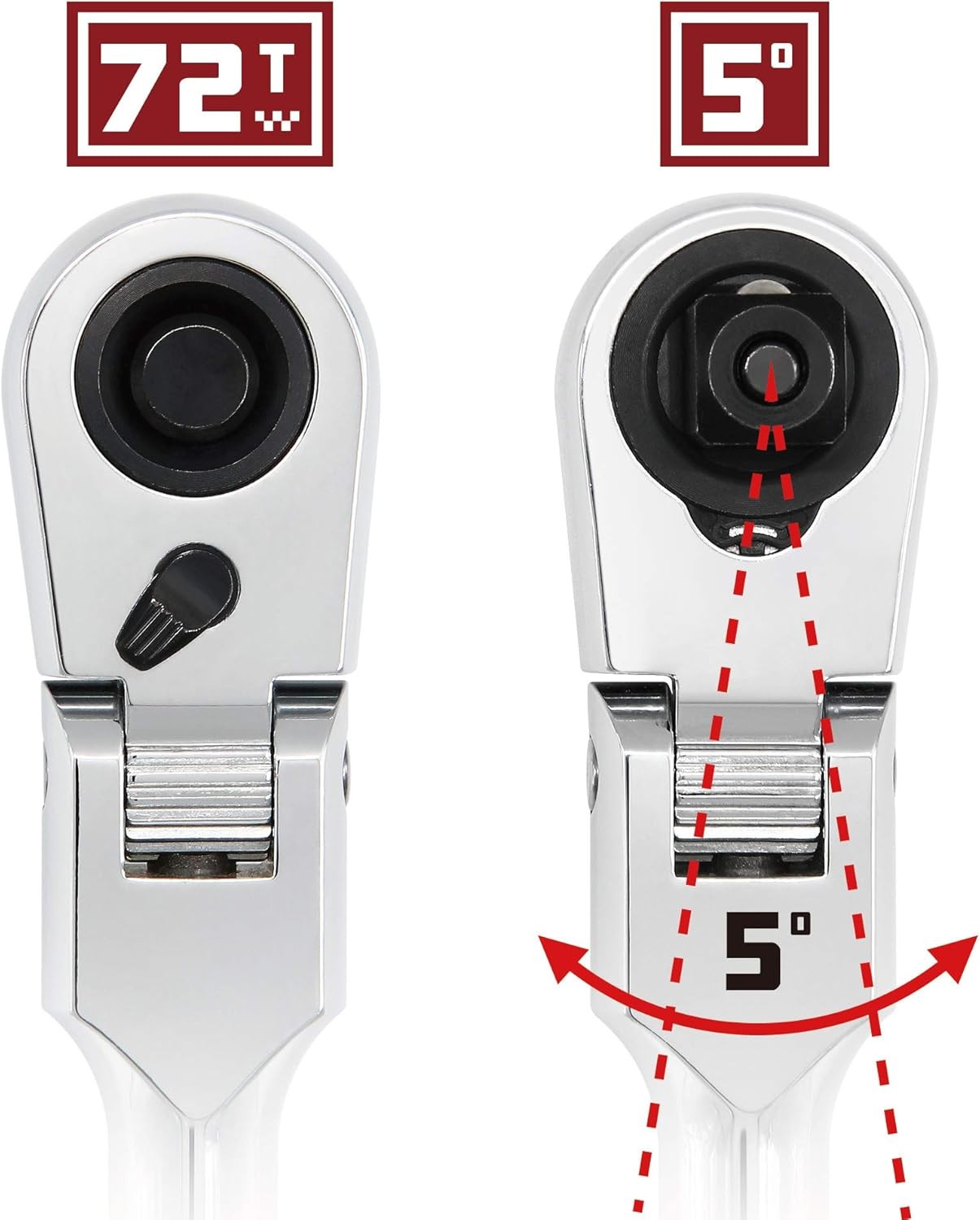 4 Piece 72 Tooth Pro Tech Long Reach Flex Head Ratchet Set with Contour Handles