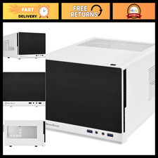 Ultra Compact Mini-ITX Computer Case, Solid Front Panel, White Black, Small Fo