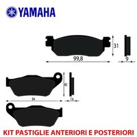 Satz BremsbelÄGe Vorne UND Hinten Yamaha X-MAX 250 - NO ABS 2005 2006