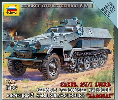 Zvezda 6127 - 1/100 Wargame Addon Deutsches Sd.Kfz 251/1 Ausf.B - Neu