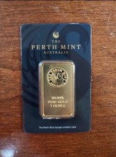 The Perth Mint 1 oz Gold Bar 0.9999 Fine Gold 99.99% Pure Gold Bullion 3100.00 per troy oz