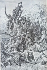 BATTLE BEFORE ACRE- 1894 Best Men and Famous Women Engraving Print