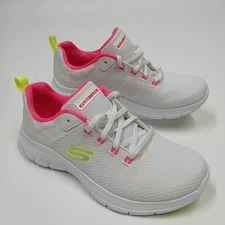 Skechers Flex Appeal 4.0 Womens Sz 7 Elegant Ways Flex-Lite White, Pink