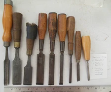 10 PC. TANG CHISEL .LOT -BARTON GOUGE , 2 BUCK BROS,3 EVERSHARP  SET+ 4 UNMARKED